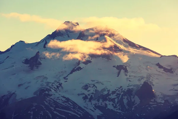 Pico Glaciar Amanecer Washington Filtro Instagram —  Fotos de Stock