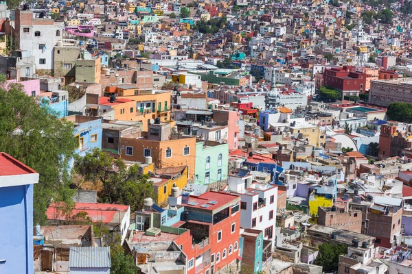 Maisons Colorées Sur Rue Fente Célèbre Ville Guanajuato Mexique — Photo