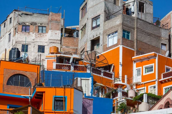 Színes Házak Nyerőgép Utcán Híres Város Guanajuato Mexikó — Stock Fotó