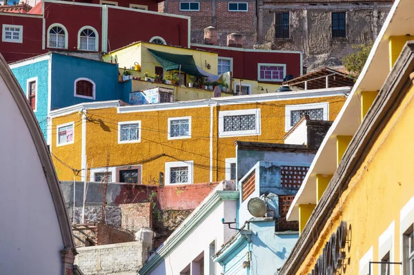 Färgglada Kolonialstil Hus Mexikansk Stad Guanajuato — Stockfoto