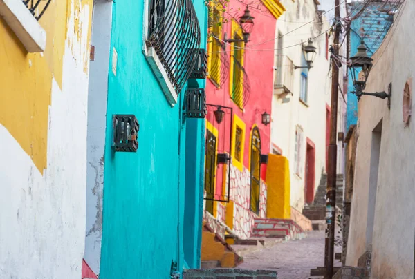 Barevné Koloniální Styl Domů Mexického Města Guanajuato — Stock fotografie