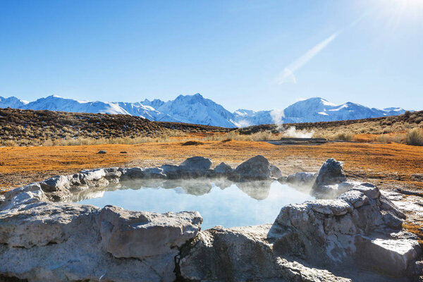 Hot spring in Sierra Nevada mountains, California, USA