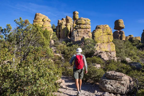 Caminhadas Masculinas Monumento Nacional Chiricahua Arizona Eua — Fotografia de Stock