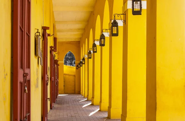 Galería Amarilla Ciudad Vieja Cartagena Colombia América Del Sur —  Fotos de Stock