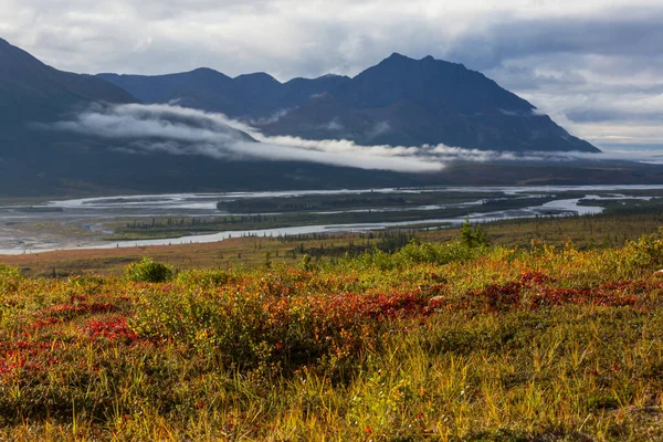 Schilderachtige Bergen Van Alaska Zomer Met Sneeuw Bedekte Massieven Gletsjers — Stockfoto
