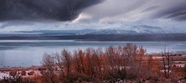 Sierra Nevada Dağı 'nın manzarası. Sonbahar yaprakları. Kaliforniya, ABD.