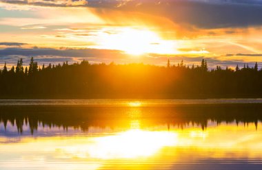 Sunset scene on the lake at sunset summer nature landscapes