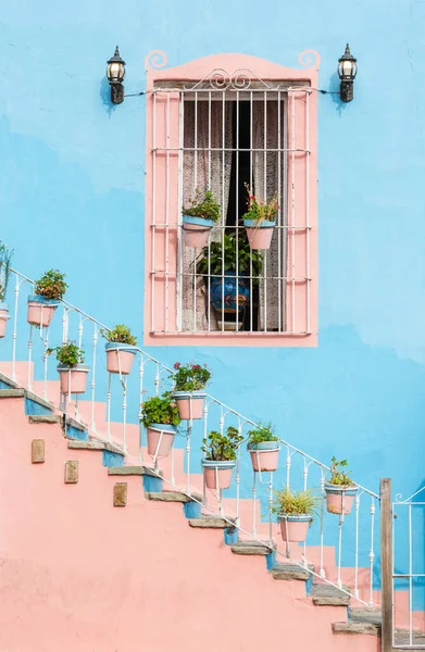 Цветочные Горшки Красочных Улицах Гуанахуато Мексика — стоковое фото