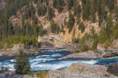 Rocky dağlarındaki Kootenay Nehri, Montana, ABD