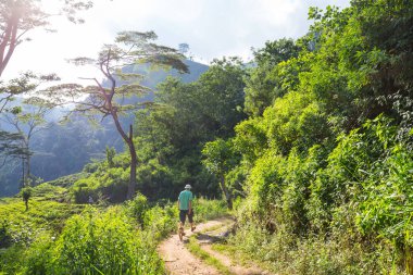 Oğlan ve anne Sri Lanka 'da yürüyüşe çıktılar.