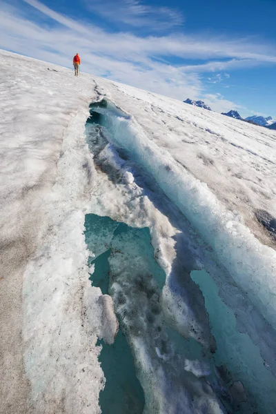 加拿大落基冰川上的远足者 — 图库照片