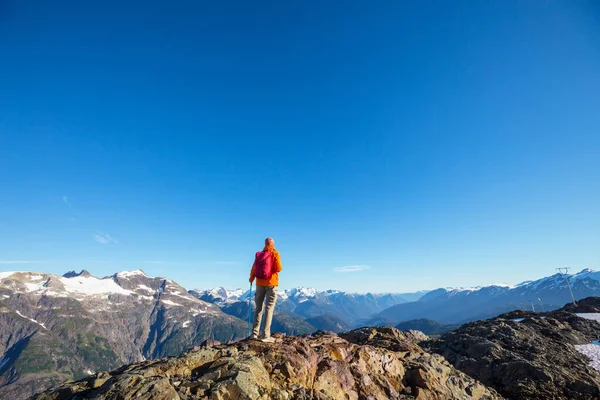 Vandrare Kanadensiska Berg Vandring Den Populära Fritidsaktiviteten Nordamerika Det Finns — Stockfoto