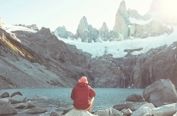 Beautiful Mountain Landscapes Patagonia Mountains Lake Argentina South America — Stock Photo, Image