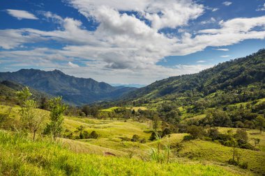 Yeşil Kolombiya dağlarındaki kırsal alanlar