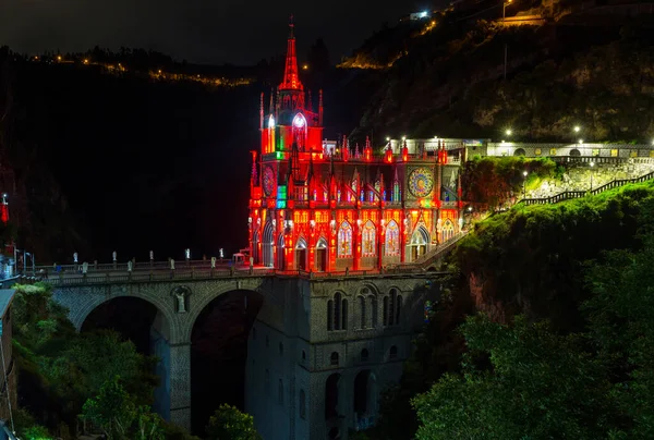National Shrine Basilica Our Lady Las Lajas Över Floden Guaitara — Stockfoto