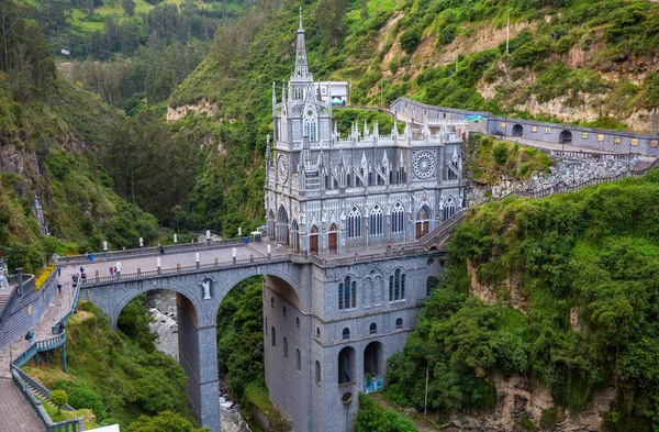 Sanctuaire National Basilique Notre Dame Las Lajas Sur Rivière Guaitara — Photo