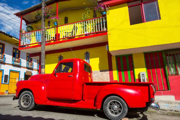 Traditional Colonial Architecture Colombia South America Colorful Street Scene Touristic — Stock Photo, Image