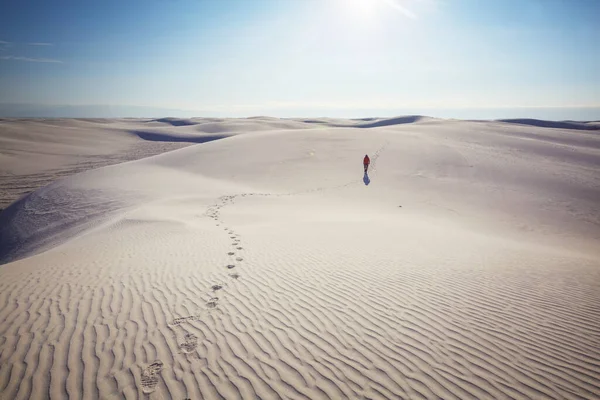 Wandelaar White Sands Dunes New Mexico Verenigde Staten — Stockfoto
