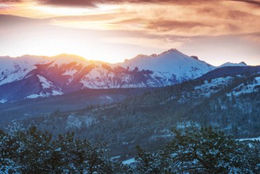 Colorado, ABD 'de soğuk sonbahar sonları. Sonbahar sezonu. Güzel doğal manzaralar..