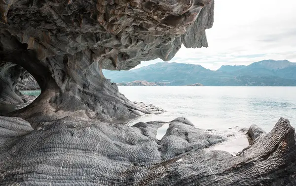 Niezwykłe Marmurowe Jaskinie Jeziorze General Carrera Patagonia Chile Carretera Austral — Zdjęcie stockowe
