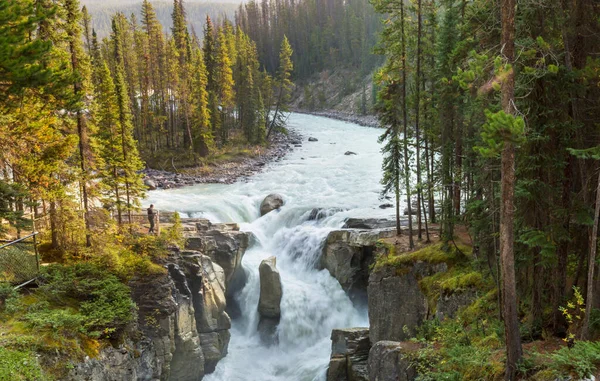 Όμορφα Βουνά Ποτάμι Κατά Θερινή Περίοδο Καναδάς — Φωτογραφία Αρχείου