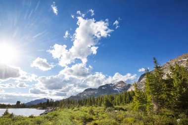 Hike in Wind River Range in Wyoming, USA. Summer season.