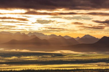 Beautiful high mountains in Alaska, United States. Amazing natural background.