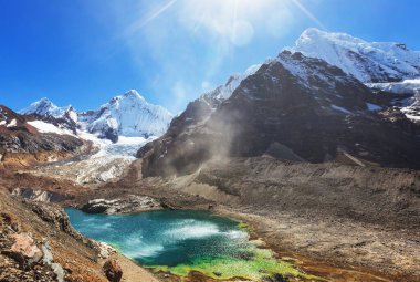Cordillera Blanca 'da güzel dağlar, Peru, Güney Amerika