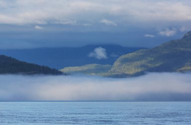 Günbatımında Vancouver Adası manzaraları, Britanya Kolumbiyası, Kanada