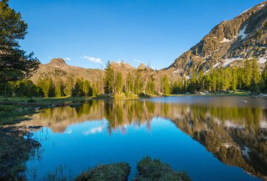 Wyoming, ABD 'deki Wind River Range' deki güzel dağ manzaraları. Yaz mevsimi.