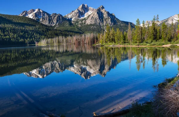Serene  lake at early summer in mountains, Idaho, USA