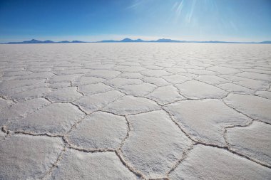 Salar de Uyuni, Bolivya, Güney Amerika 'da alışılmadık terk edilmiş peyzajlar