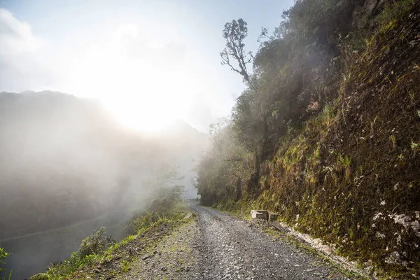 Slavná Smrtící Cesta Camino Muerte Bolivijských Andách Poblíž Paz — Stock fotografie