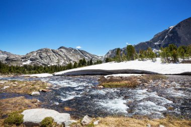 Wyoming, ABD 'deki Wind River Range' deki güzel dağ manzaraları. Yaz mevsimi.