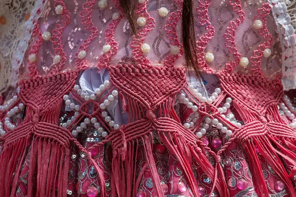 Decoración Colorida Sobre Vestimenta Carnaval Perú América Del Sur —  Fotos de Stock