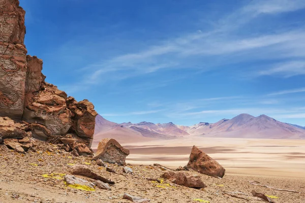 Epicka Pustynia Salvador Dali Niezwykłe Krajobrazy Przyrodnicze Boliwii — Zdjęcie stockowe