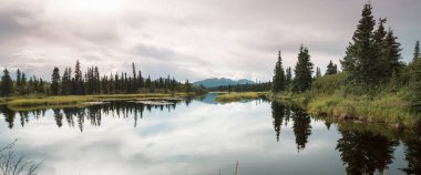 Kanada'da dağ gölü sakin sahne