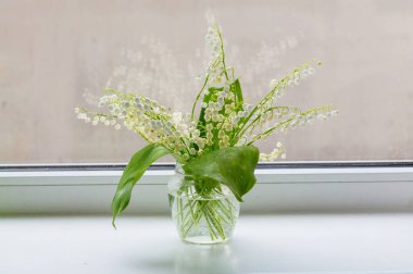 Bahar mevsimi teması. Ot içinde vadideki Lilly