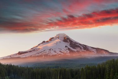 Mount. Hood reflection in Trillium lake,  Oregon, USA. Beautiful natural landscapes