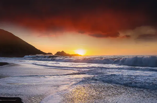 Meer Sonnenuntergang Für Natürlichen Hintergrund Stockbild