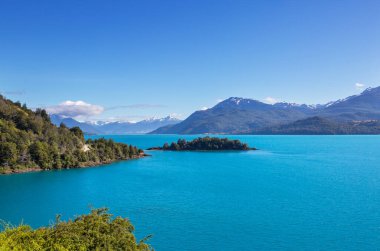 General Carrera Gölü, Carretera Austral, Patagonya - Şili. Güney Amerika 'nın güzel doğal manzaraları