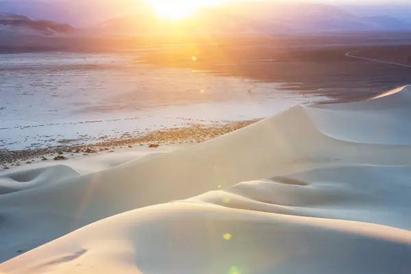 Sanddünen Kalifornien Usa Schöne Naturlandschaften Reisen Sonnenaufgang Hintergrund Stockbild