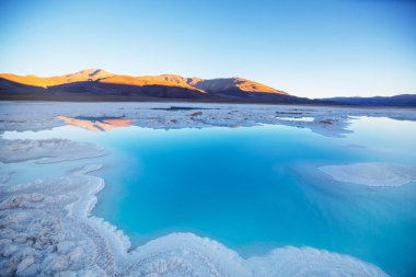 Kuzey Arjantin 'in fantastik manzaraları. Güzel, ilham verici doğal manzaralar. Salar Antofalla 'da Laguna Verde.