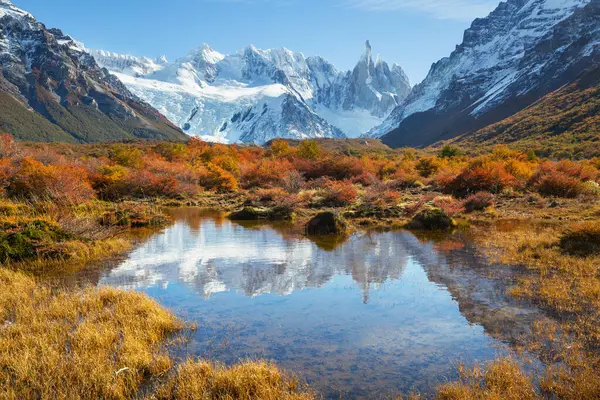 Berømte Vakre Topp Cerro Torre Patagonia Fjellene Argentina Vakre Fjellandskap stockfoto