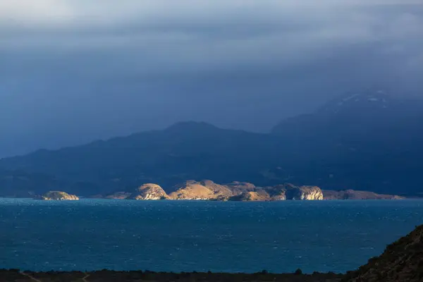 Carrera Lake将军 Carretera Austral Patagonia 智利南美洲美丽的自然景观 免版税图库图片