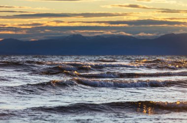 Sunset scene on the lake at sunset summer nature landscapes