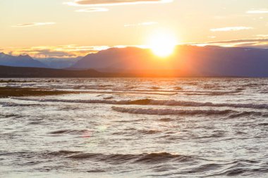 Sunset scene on the lake at sunset summer nature landscapes