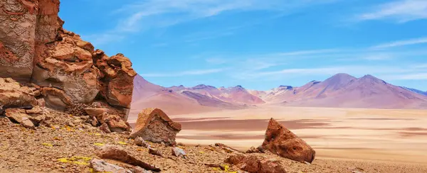 stock image Epic Salvador Dali desert. Unusual natural landscapes in Bolivia.