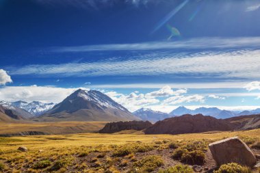 Valle Hermosa 'daki inanılmaz dağ manzaraları, Arjantin, Güney Amerika