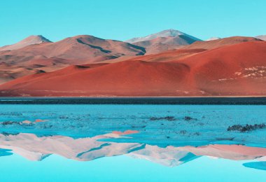 Kuzey Arjantin 'in fantastik manzaraları. Güzel, ilham verici doğal manzaralar. Salar Antofalla 'da Laguna Verde.